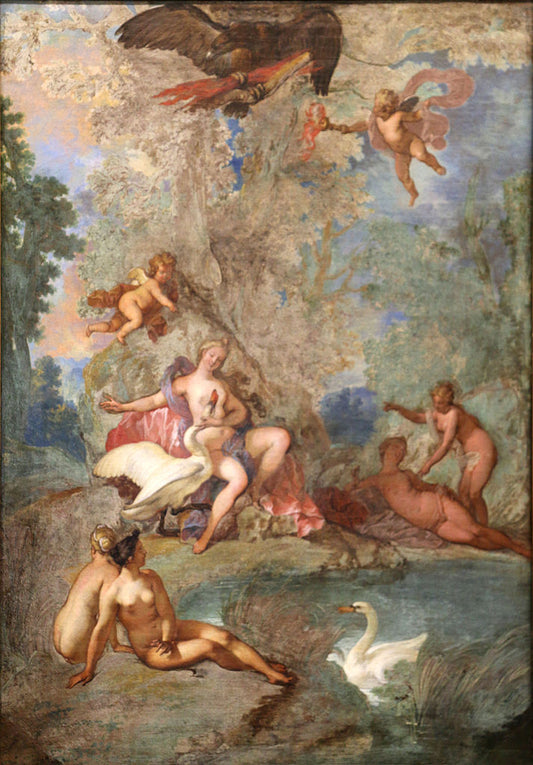 Jupiter and Leda, vintage artwork by Nicolas Bertin, 12x8" (A4) Poster
