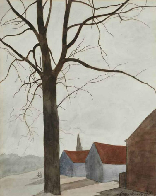 Tree near a village by Léon Spilliaert,16x12(A3) Poster