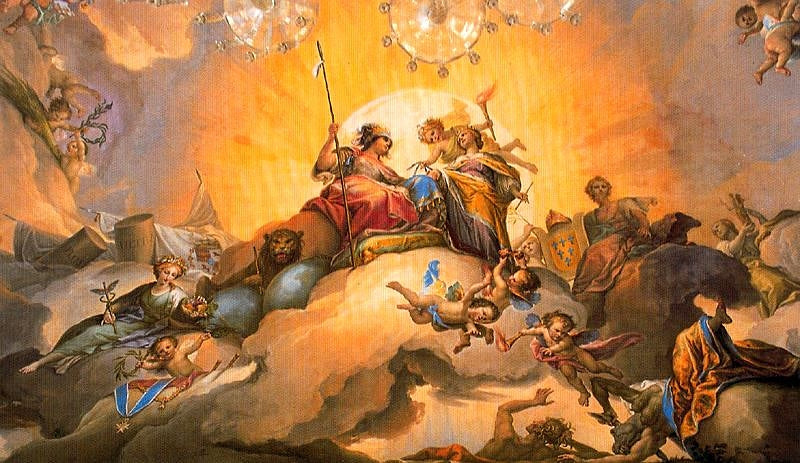 The Happy Union of Spain and Parma, vintage artwork by Francisco Bayeu y Subias, 12x8" (A4) Poster