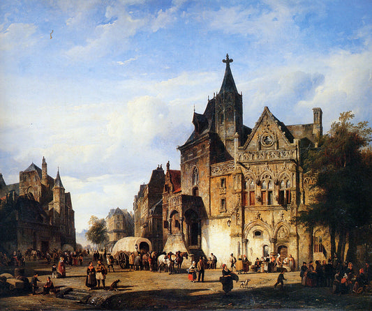 Cityview, vintage artwork by Cornelis Springer, A3 (16x12") Poster Print