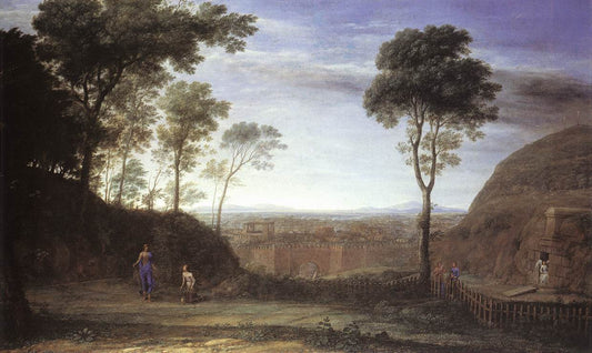 Landscape with Noli Me Tangere Scene, vintage artwork by Claude Lorrain, 12x8" (A4) Poster