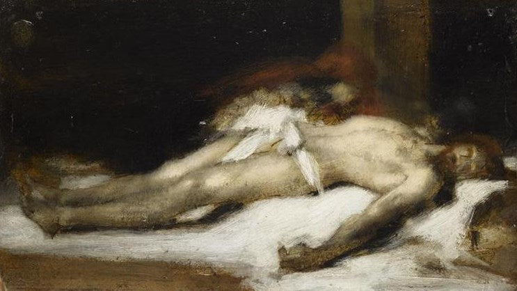 Christ and Magdalene, vintage artwork by Jean-Jacques Henner, 12x8" (A4) Poster