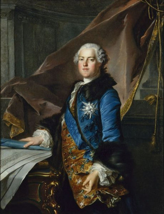 Portrait of Marquis de Marigny, vintage artwork by Louis Tocque, 12x8" (A4) Poster