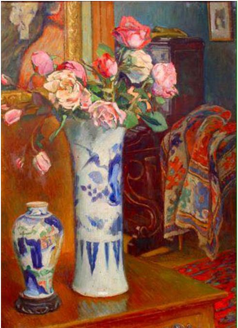 Vases de roses, vintage artwork by Georges-Daniel de Monfreid, 12x8" (A4) Poster