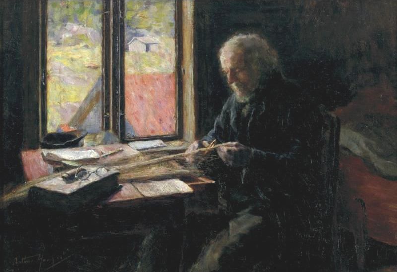 Mending a Net, vintage artwork by Arthur Hacker, 12x8" (A4) Poster