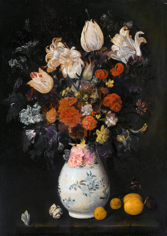Flowers in a vase, vintage artwork by Judith Leyster, 12x8" (A4) Poster