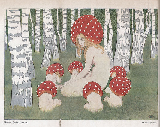 Mother Mushroom with her children by Edward Okuń,16x12(A3) Poster