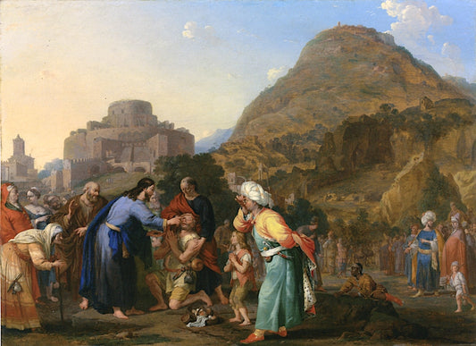 Christ Healing the Blind, vintage artwork by Bartholomeus Breenbergh, 12x8" (A4) Poster