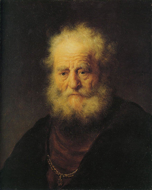 Bust of an Old Man, vintage artwork by Follower of Dutch School 17th Century - Unknown, 12x8" (A4) Poster