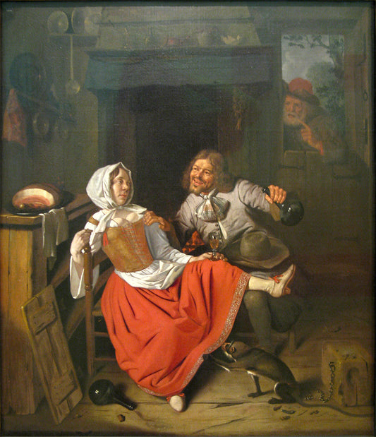 The Licentious Kitchen Maid, vintage artwork by Pieter Gerritz. van Roestraten, 12x8" (A4) Poster