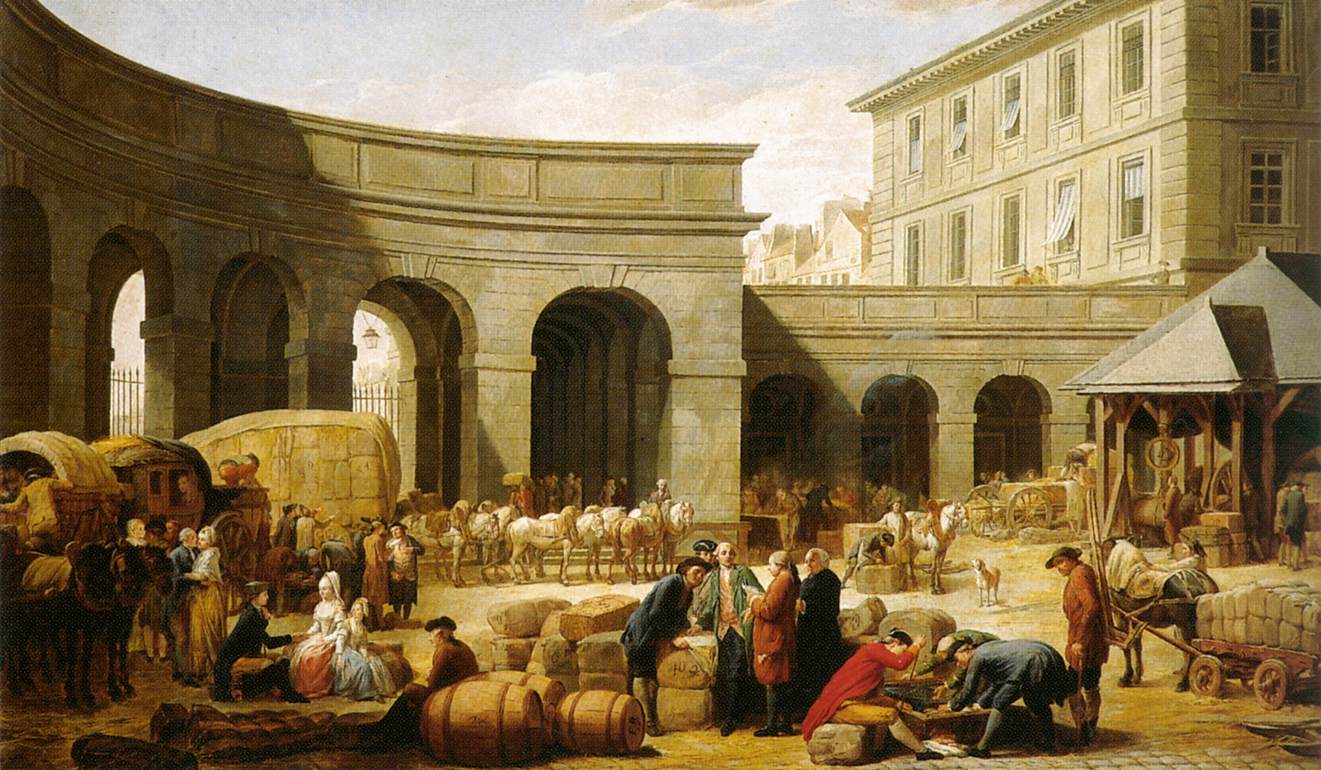 The Courtyard of the Customs House, vintage artwork by Nicolas Bernard Lepicie, 12x8" (A4) Poster