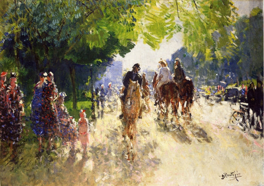 Au Bois de Boulogne, L’Allee Cavaliere, vintage artwork by Pierre-Eugène Montezin, 12x8" (A4) Poster
