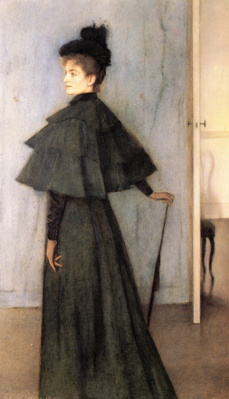 Portrait of Madame Botte, vintage artwork by Fernand Khnopff, 12x8" (A4) Poster