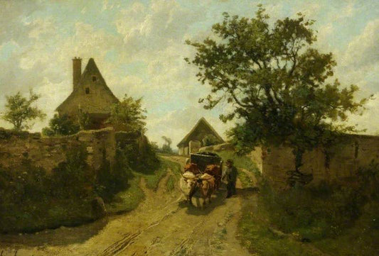 Farmhouse at St Aubin, Jersey, vintage artwork by Henri-Joseph Harpignies, A3 (16x12") Poster Print