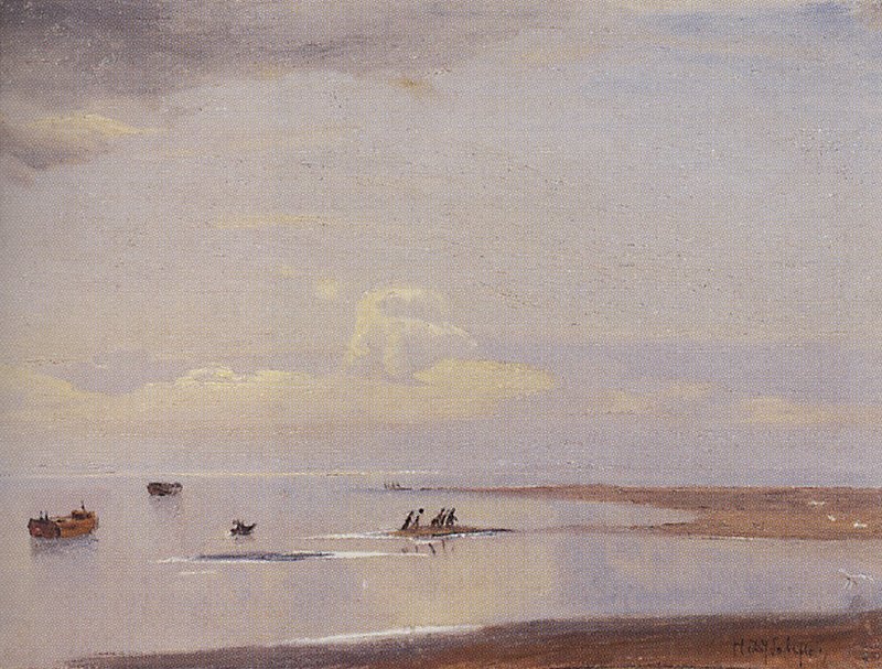 On the Volga (study), vintage artwork by Nikolai Nikanorovich Dubovskoy, 12x8" (A4) Poster