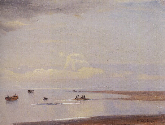 On the Volga (study), vintage artwork by Nikolai Nikanorovich Dubovskoy, 12x8" (A4) Poster