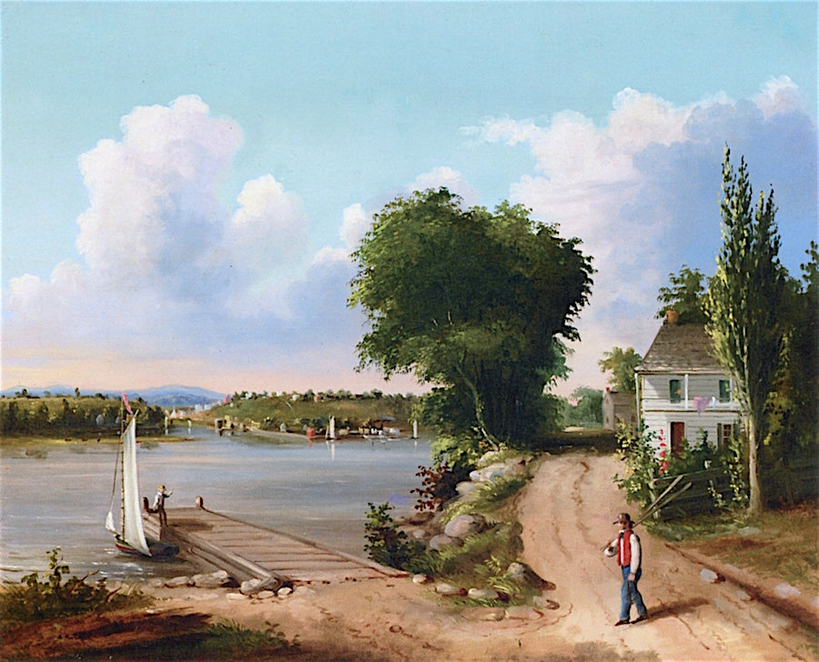 Catskill on Hudson, vintage artwork by Albertus del Orient Browere, A3 (16x12") Poster Print
