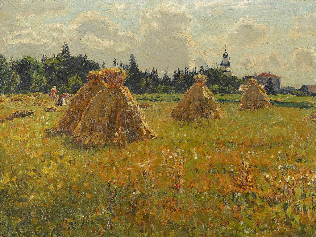 Stooks, vintage artwork by Nikolai Nikanorovich Dubovskoy, 12x8" (A4) Poster