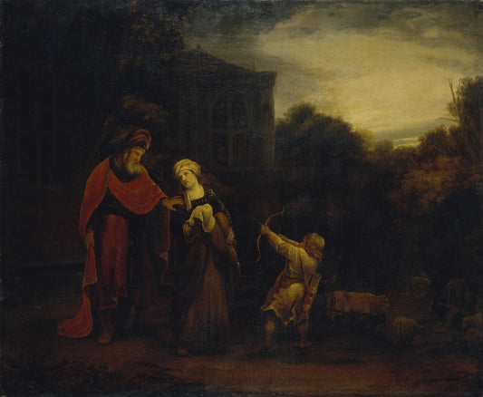 Banishment of Hagar and Ishmael, vintage artwork by Ferdinand Bol, 12x8" (A4) Poster