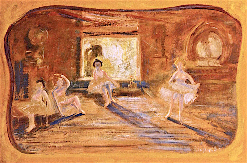Ballet Girls, vintage artwork by Louis M. Eilshemius, 12x8" (A4) Poster