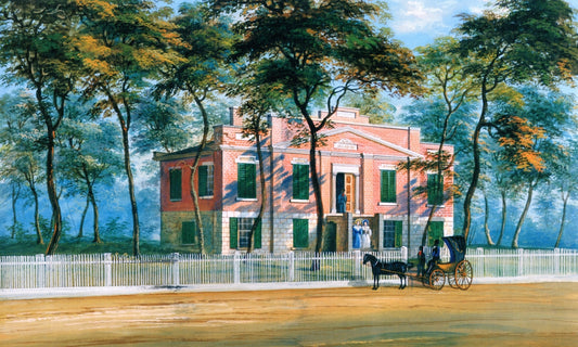 Residence of Mrs. Ann Biddle, vintage artwork by John Caspar Wild, A3 (16x12") Poster Print