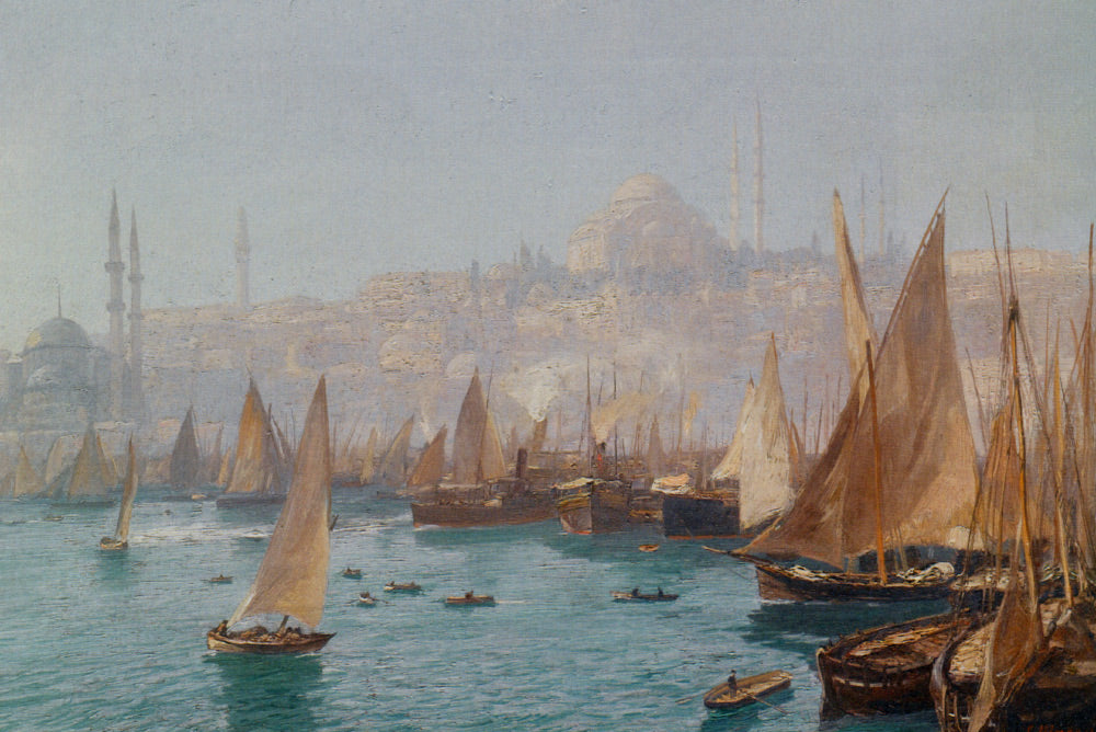 Boats in the Port of Constantinople by Georg Macco,A3(16x12")Poster