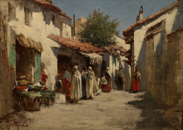 Arab Merchants at Biskra, vintage artwork by Maxime Noire, 12x8" (A4) Poster