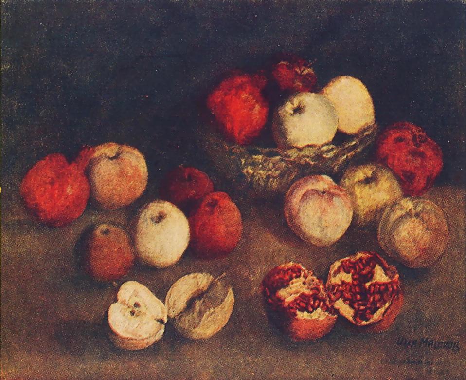 Apples and pomegranates, vintage artwork by Ilya Mashkov, 12x8" (A4) Poster
