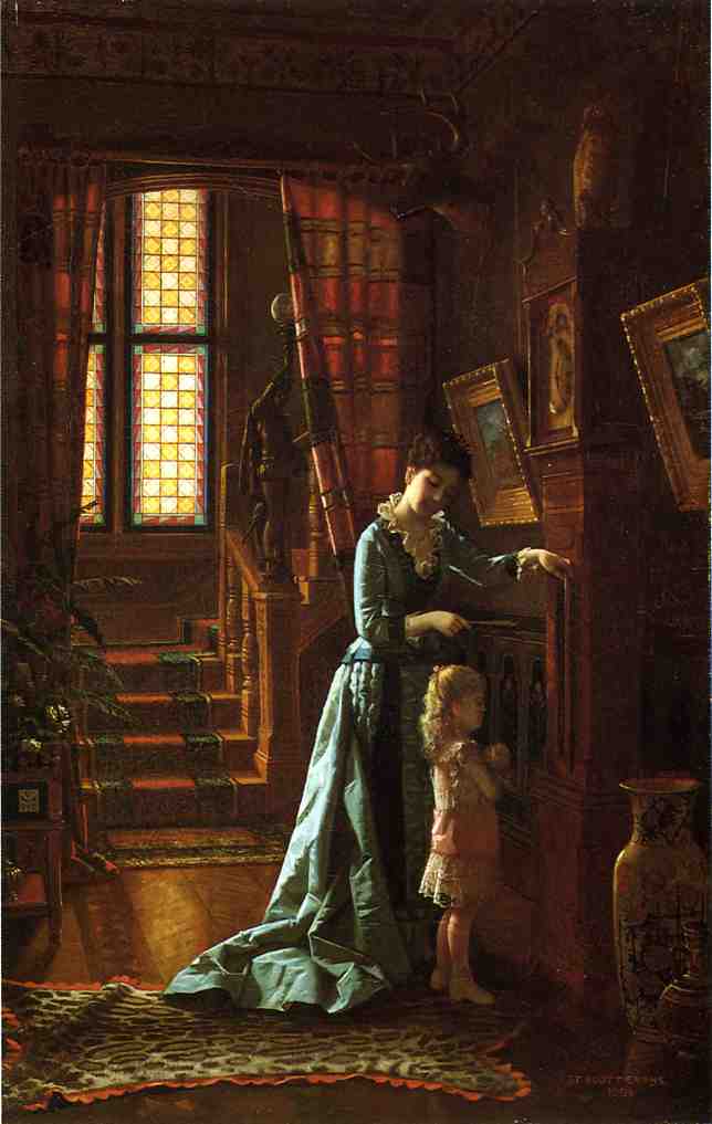 Grandfather's Clock, vintage artwork by De Scott Evans, 12x8" (A4) Poster