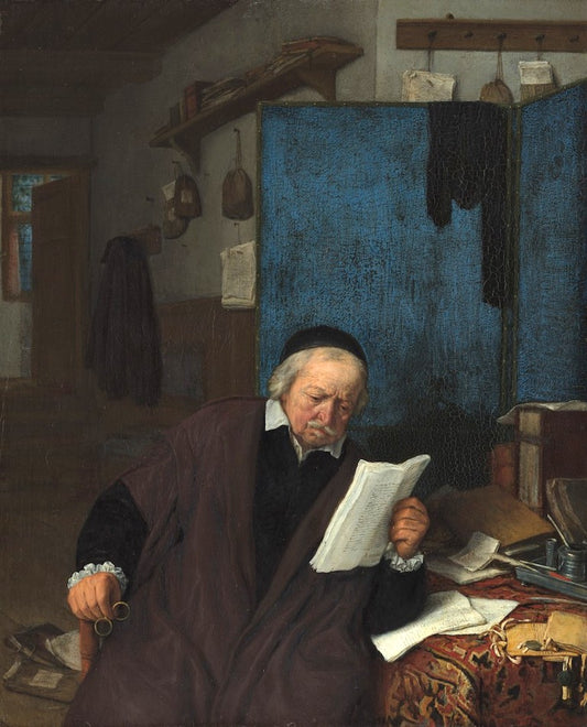 A Lawyer in his Study, vintage artwork by Adriaen van Ostade, 12x8" (A4) Poster