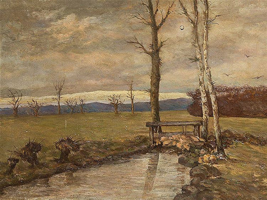 Bleak Landscape, vintage artwork by Pierre Puvis de Chavannes, 12x8" (A4) Poster