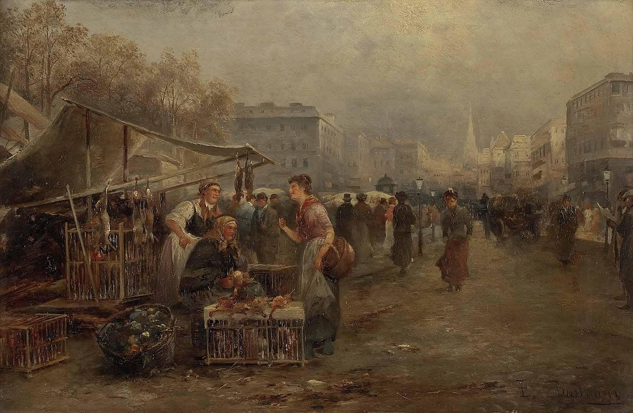 Market in Vienna by Emil Barbarini,A3(16x12")Poster