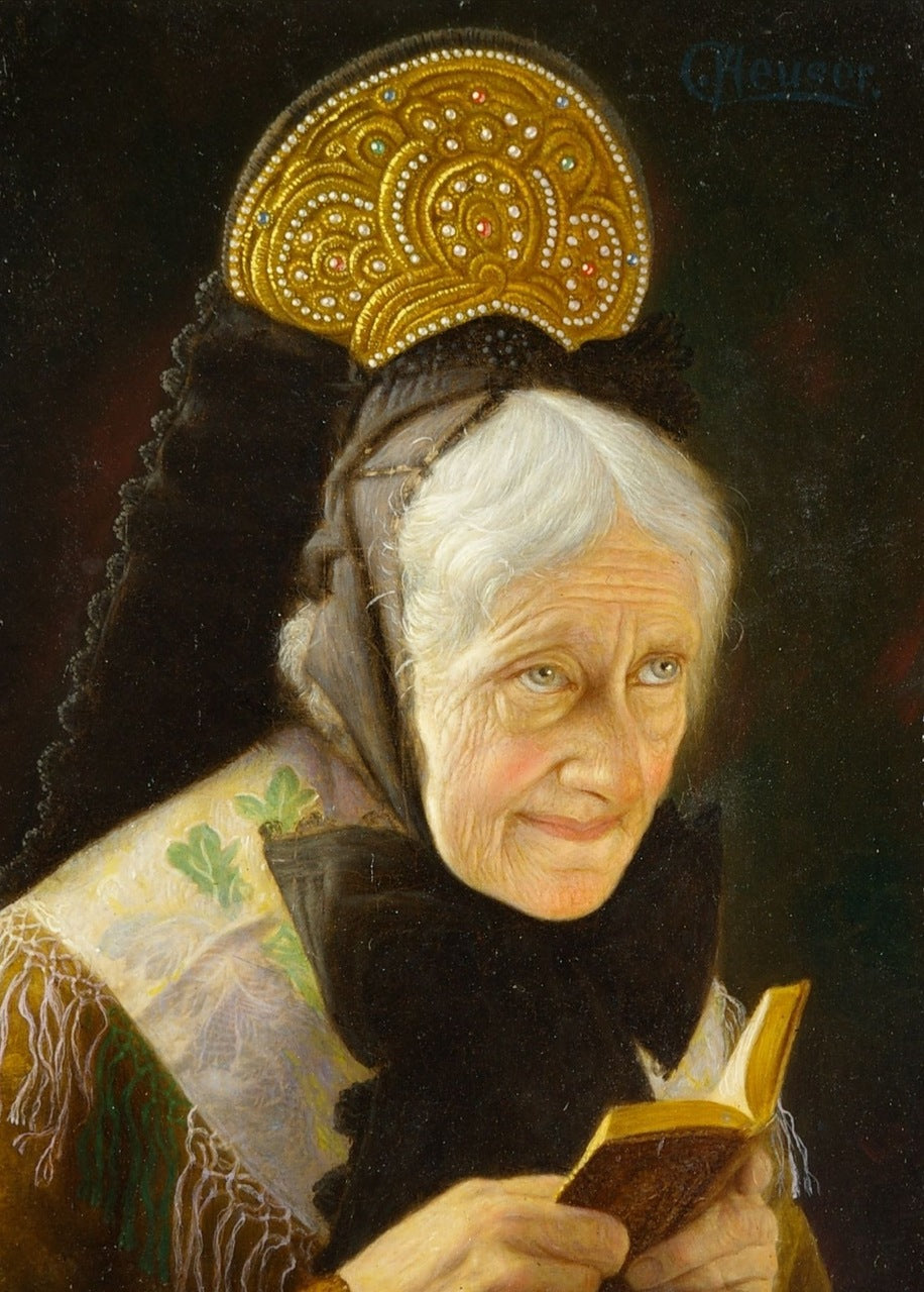 Old Lady Holding Open Book by Christian Heuser,A3(16x12")Poster