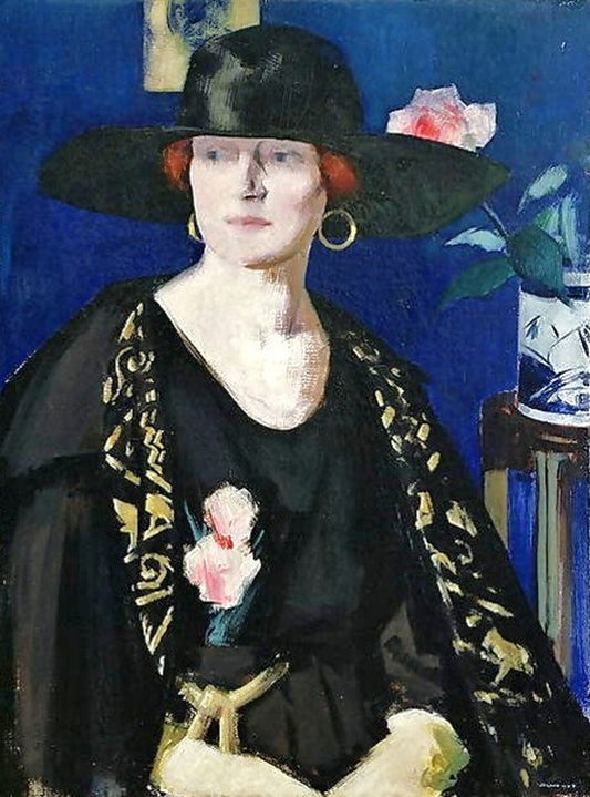 A Lady in Black and Gold, vintage artwork by Francis Campbell Boileau (F.C.B.) Cadell, 12x8" (A4) Poster