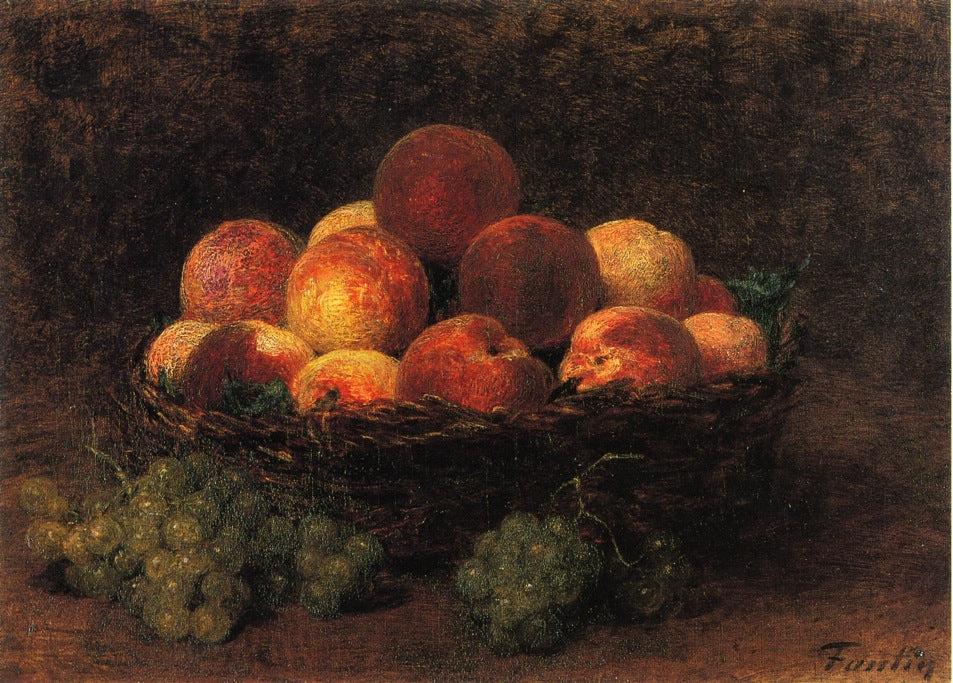 Basket of Peaches, vintage artwork by Henri Fantin-Latour, 12x8" (A4) Poster