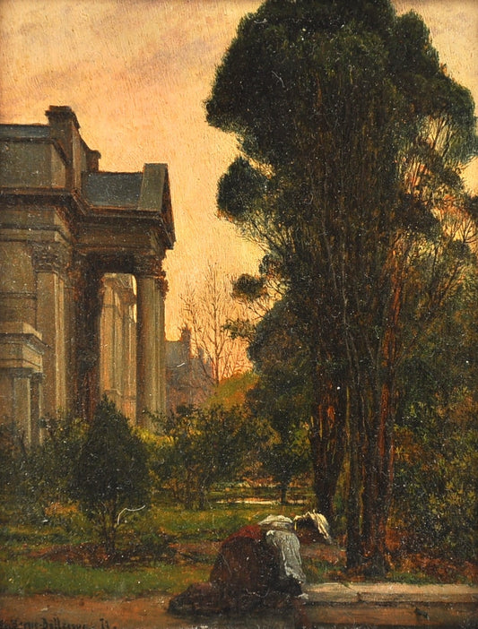 Figure in a Neoclassical Landscape, vintage artwork by Etienne-Prosper Berne-Bellecour, 12x8" (A4) Poster