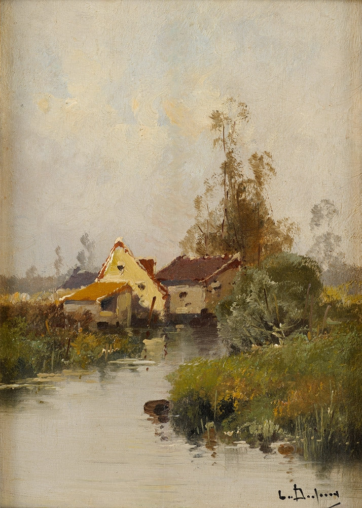 River landscape, vintage artwork by Eugene Galien-Laloue, 12x8" (A4) Poster