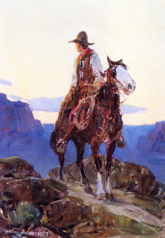 At Evening, vintage artwork by Frank Tenney Johnson, 12x8" (A4) Poster