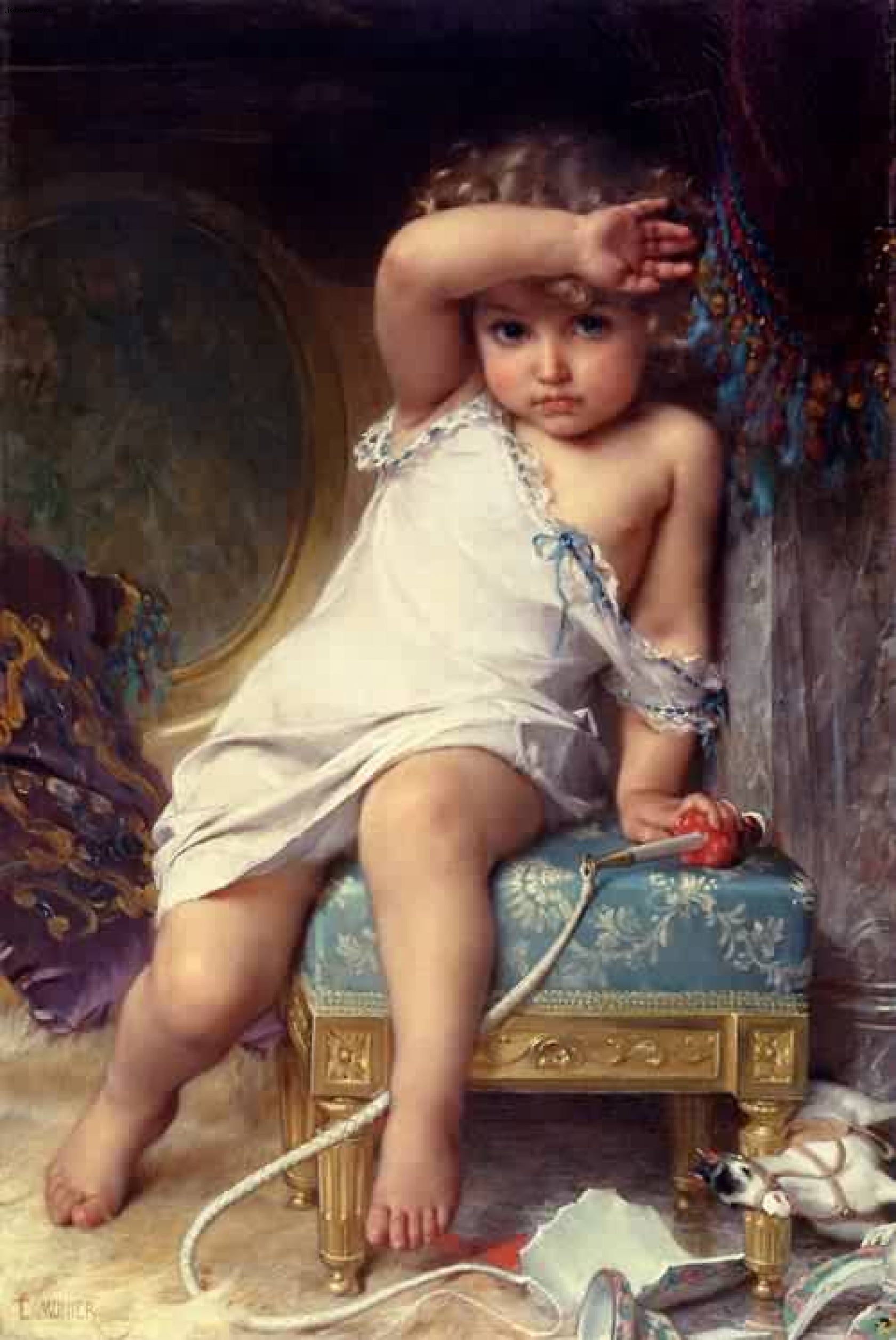 The Broken Vase, vintage artwork by Émile Munier, 12x8" (A4) Poster