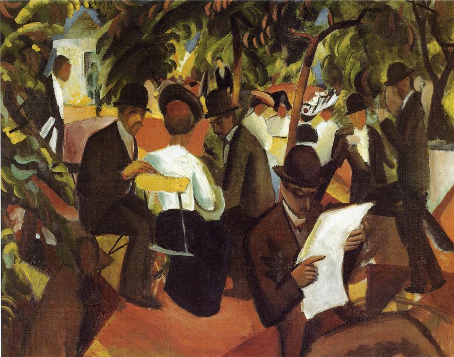 Garden Restaurant, vintage artwork by August Macke, 12x8" (A4) Poster