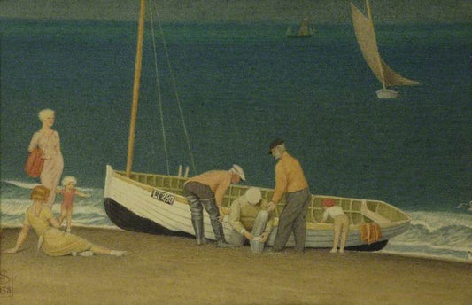 The Return of the Fishermen, vintage artwork by Joseph Edward Southall, 12x8" (A4) Poster