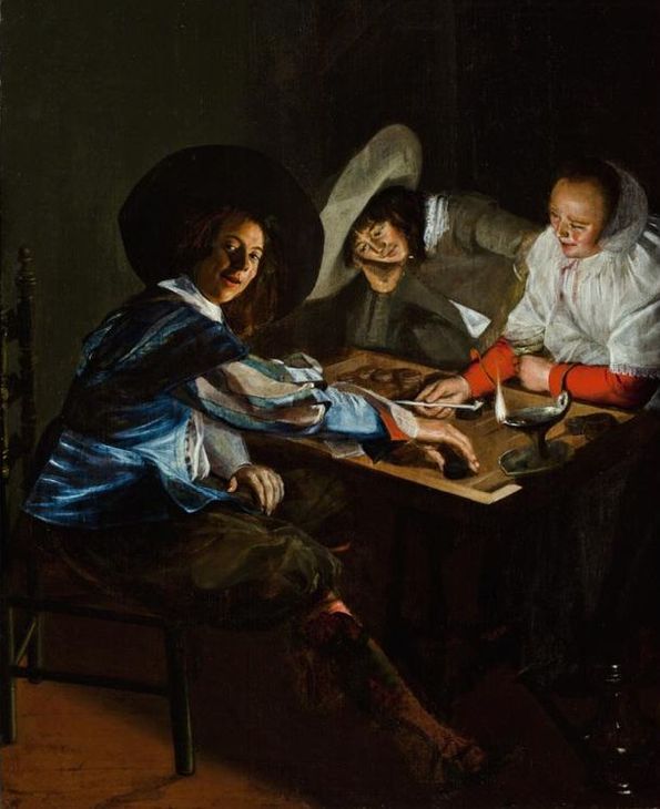 A Game of Tric-Trac, vintage artwork by Judith Leyster, 12x8" (A4) Poster