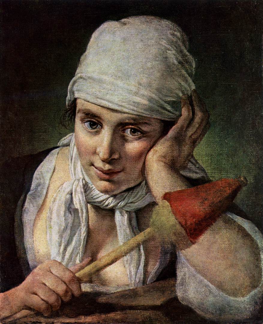 Young Girl with Distaff, vintage artwork by Pietro Antonio Rotari, 12x8" (A4) Poster