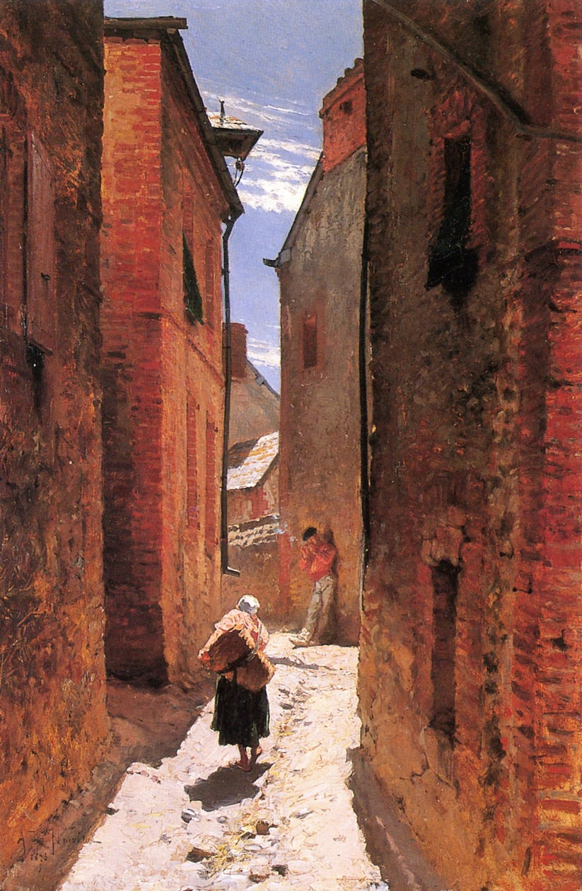Street in Old Town, vintage artwork by Alphonse-Marie-Adolphe de Neuville, 12x8" (A4) Poster