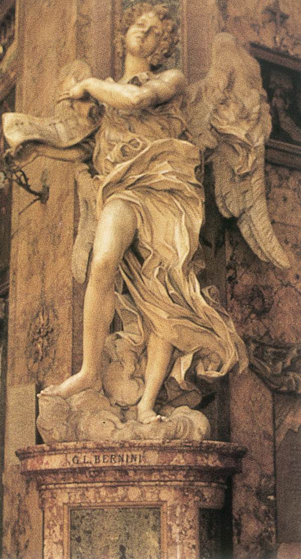 Angel with the Superscription, vintage artwork by Gian Lorenzo Bernini, 12x8