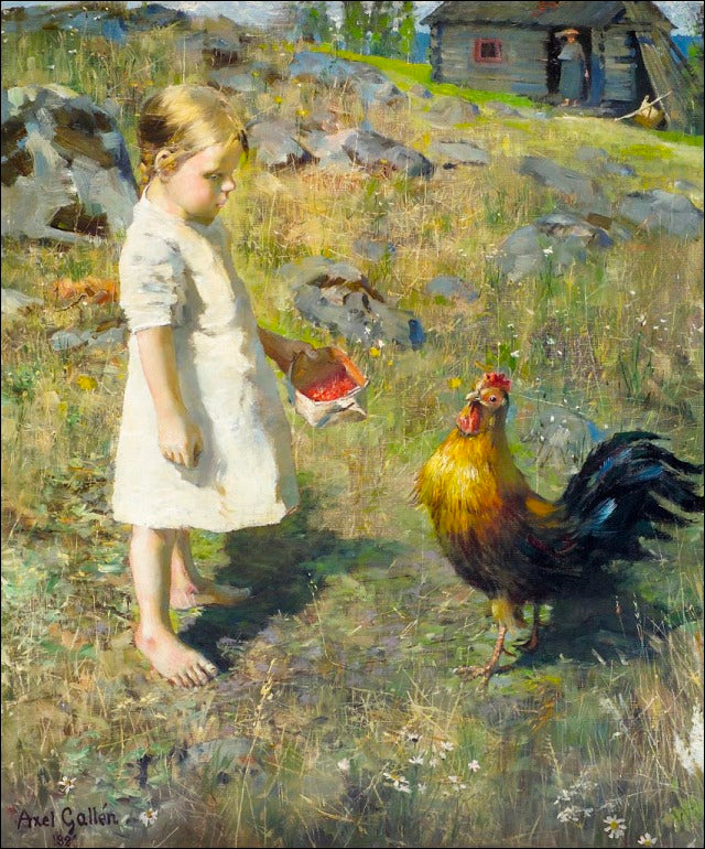 The girl and the rooster by Akseli Gallen-Kallela,A3(16x12")Poster