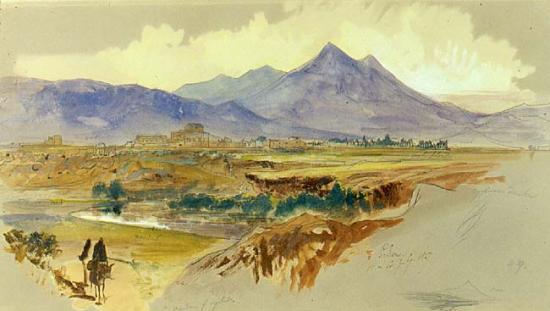 View of Palermo, vintage artwork by Edward Lear, A3 (16x12") Poster Print