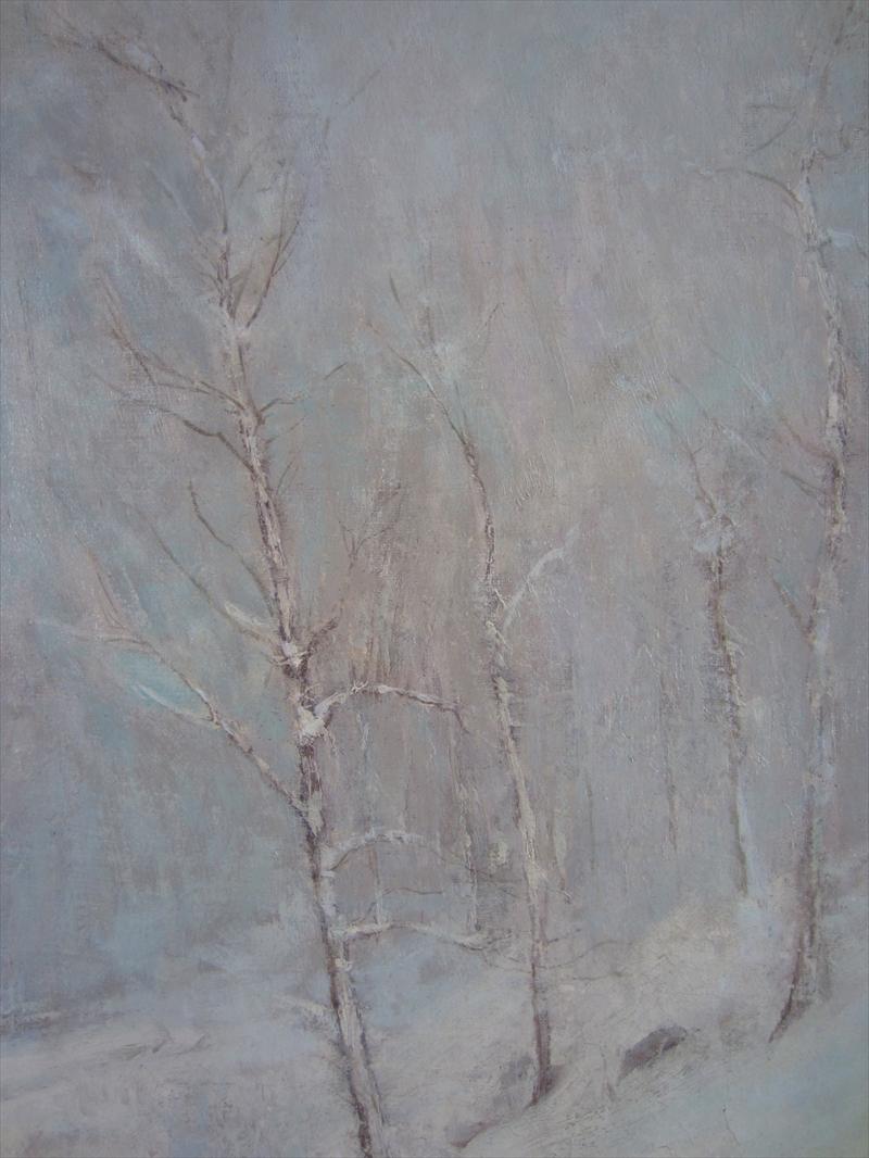 Birches in Snow, vintage artwork by Hal Robinson, 12x8" (A4) Poster