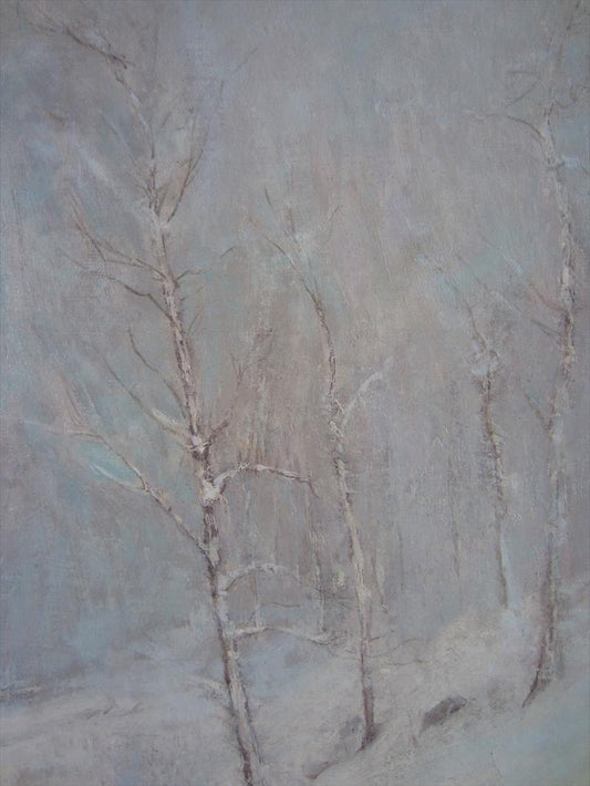 Birches in Snow, vintage artwork by Hal Robinson, 12x8" (A4) Poster