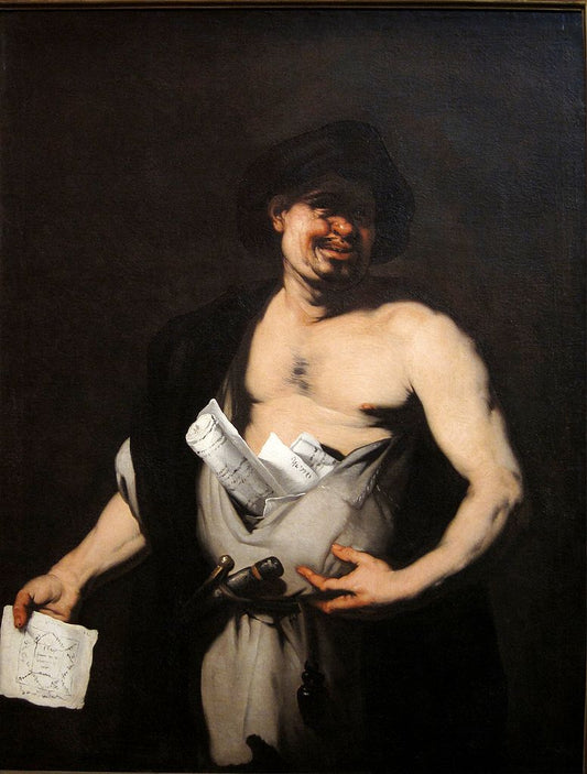 Democritus, vintage artwork by Luca Giordano, 12x8" (A4) Poster